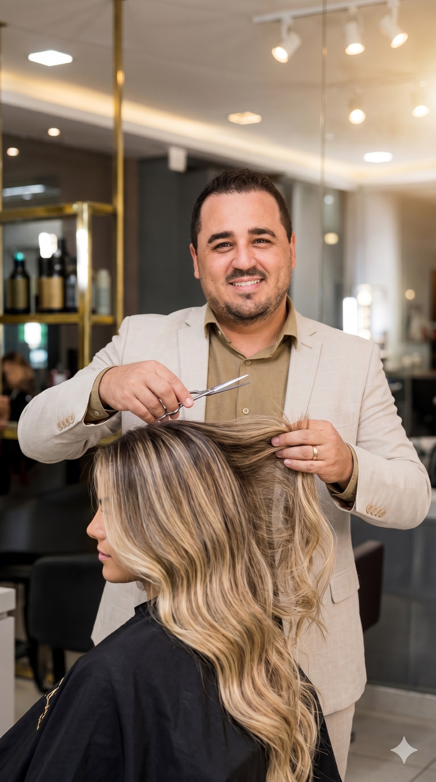 Diego Kuhn ensinando colorimetria e correção de cor no salão